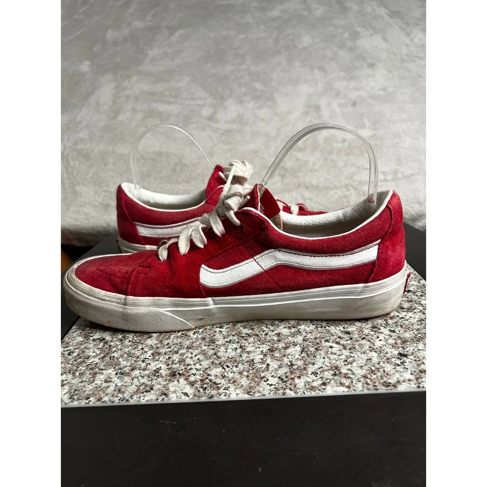 Vans Old Skool Red Suede White Stripe Low Top Skate Sneakers Womens 10 Mens 8.5